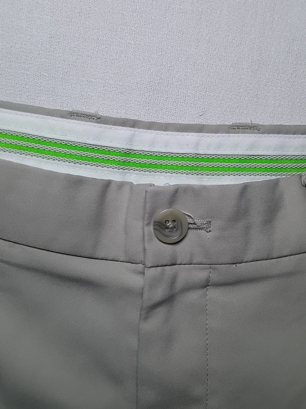 Greg Norman For Tasso Elba Mens Slim Fit Trousers 34X32 Beige Flat Front